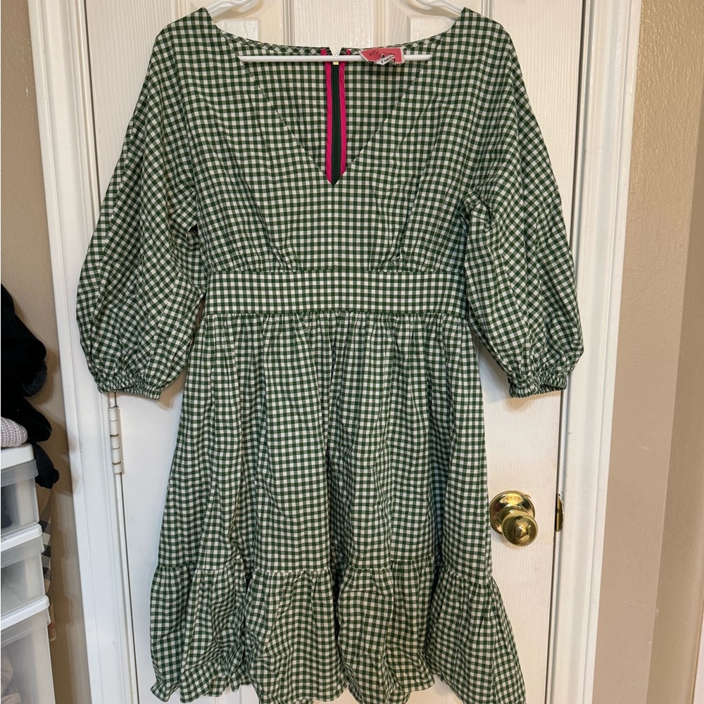 Kate Spade Green Gingham Dress in Size 6.